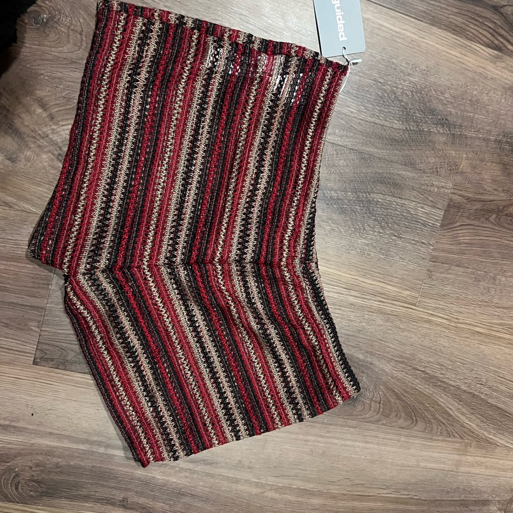 Missguided Red Black Knit Stripe Women's Shorts